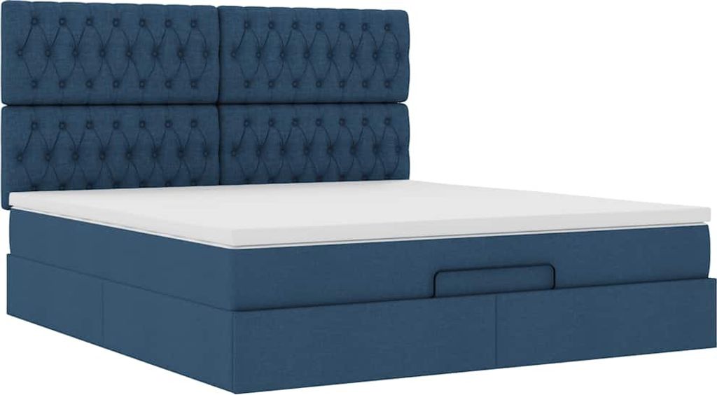 Ottoman-Bett mit Matratze Blau 180x200 cm Stoff