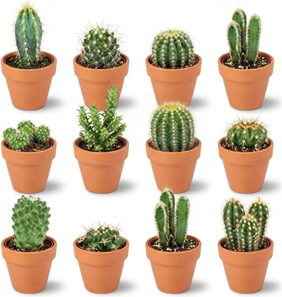Mini Kakteen Mix pflegeleicht Zimmerpflanzen 12 Pflanzen Set Ø8,1cm 5-10cm Deko