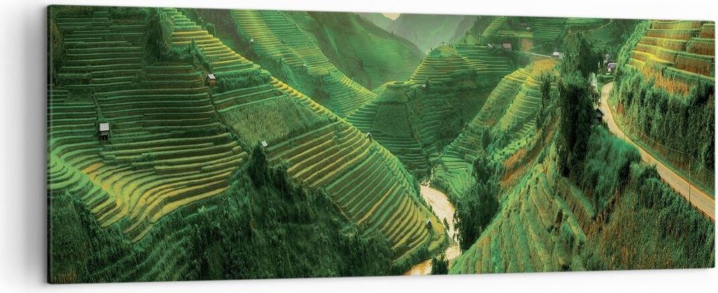 Bild auf Leinwand - Leinwandbild - Einteilig - Klappe Reis Vietnam - 140x50cm - Wand Bild - Wanddeko - Wandbilder - Leinwanddruck - Bilder - Wandde...