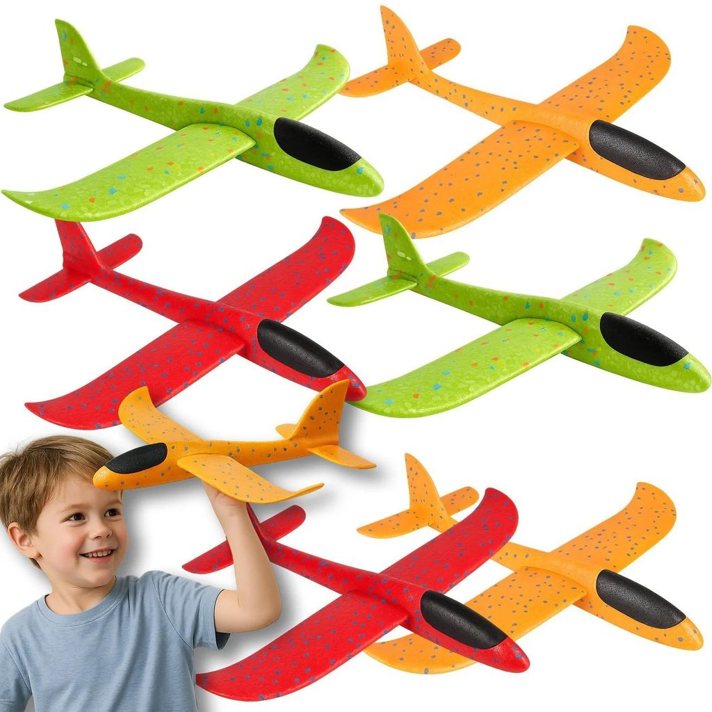 Wurfgleiter Styropor Flugzeug 6er Set Segelflugzeug 47 cm Produktbild 