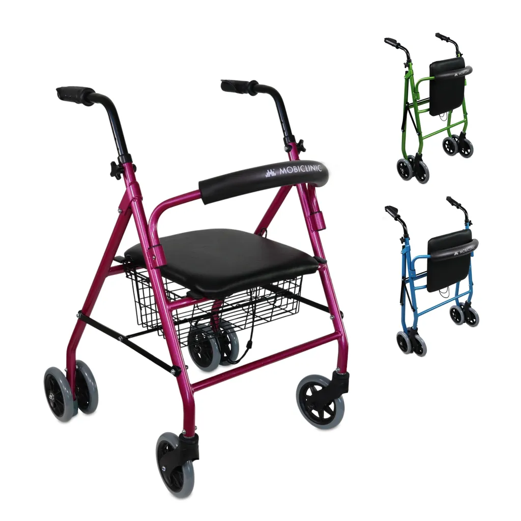 Déambulateur Aluminium Pliable Prado Rose avec Assise Très Confort