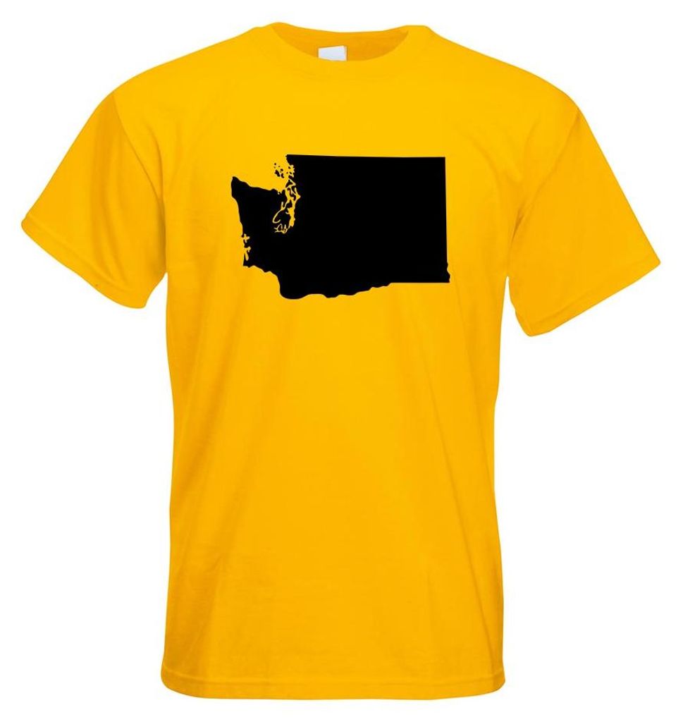 Kiwistar - T-Shirt - gelb - USA - Bundesstaat - Washington Herren Funshirt Bedruckt Design Sprüche Spruch Motive - mit Motiv Bedruckt - Funshirt D...