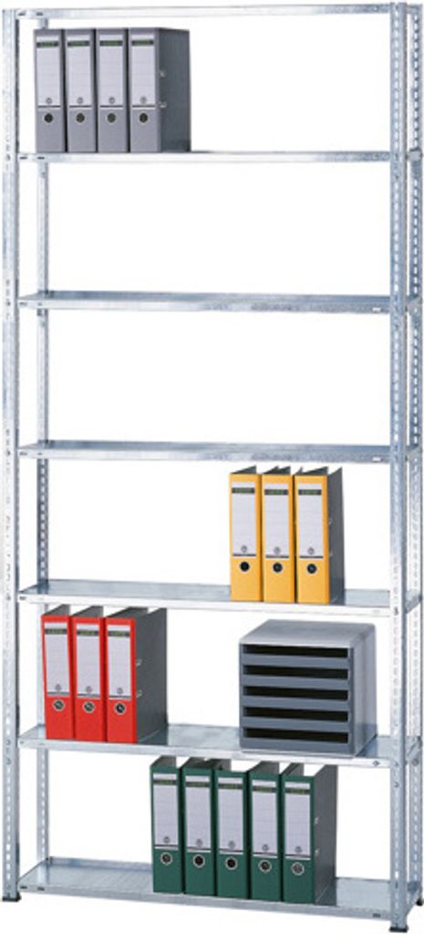 Schulte Büro-Fachbodenregal MULTIplus85 Schraubsystem ohne Anschlagleiste | Grundregal | Fachlast 85kg | HxBxT 230x100x30cm | 6 Ebenen | Einseitig...