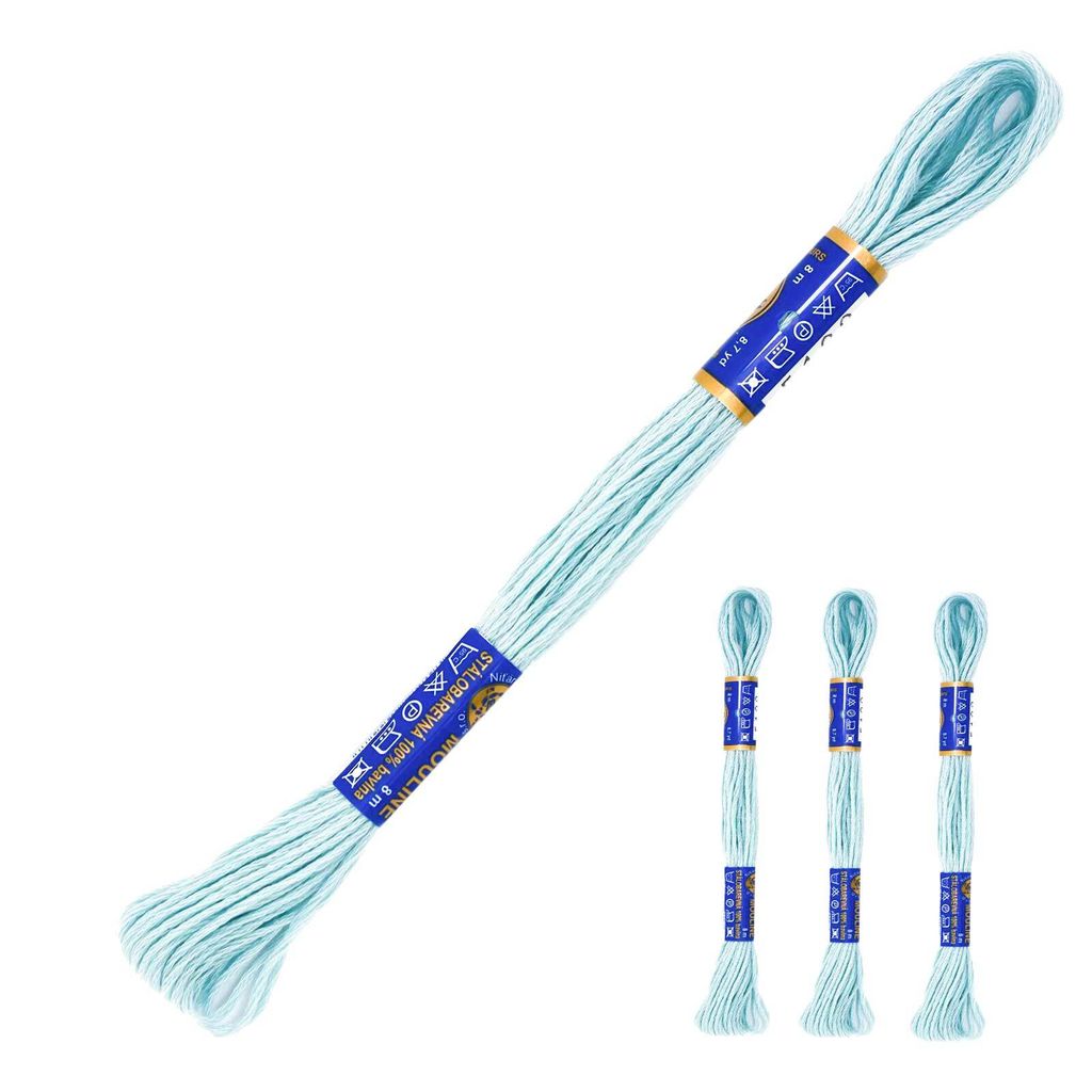3 Docken Stickgarn je ca. 8m / Sticktwist 100% Baumwolle Stickerei verschiedene Farbwahl, Farbe :5522 blassblau