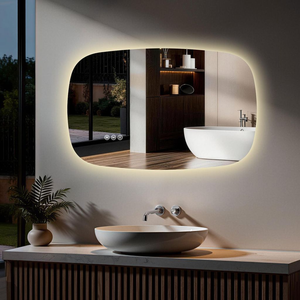 S'AFIELINA 70×45 cm Badspiegel mit Beleuchtung Oval LED Produktbild 