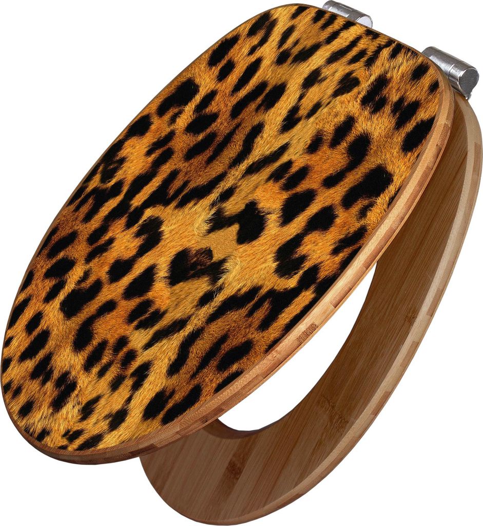 banjado Design WC Sitz Bambus Absenkautomatik - Leopard - Toilettendeckel mit Absenkautomatik Holz/hochwertiger Bambus Klodeckel/WC-Sitz für alle ...