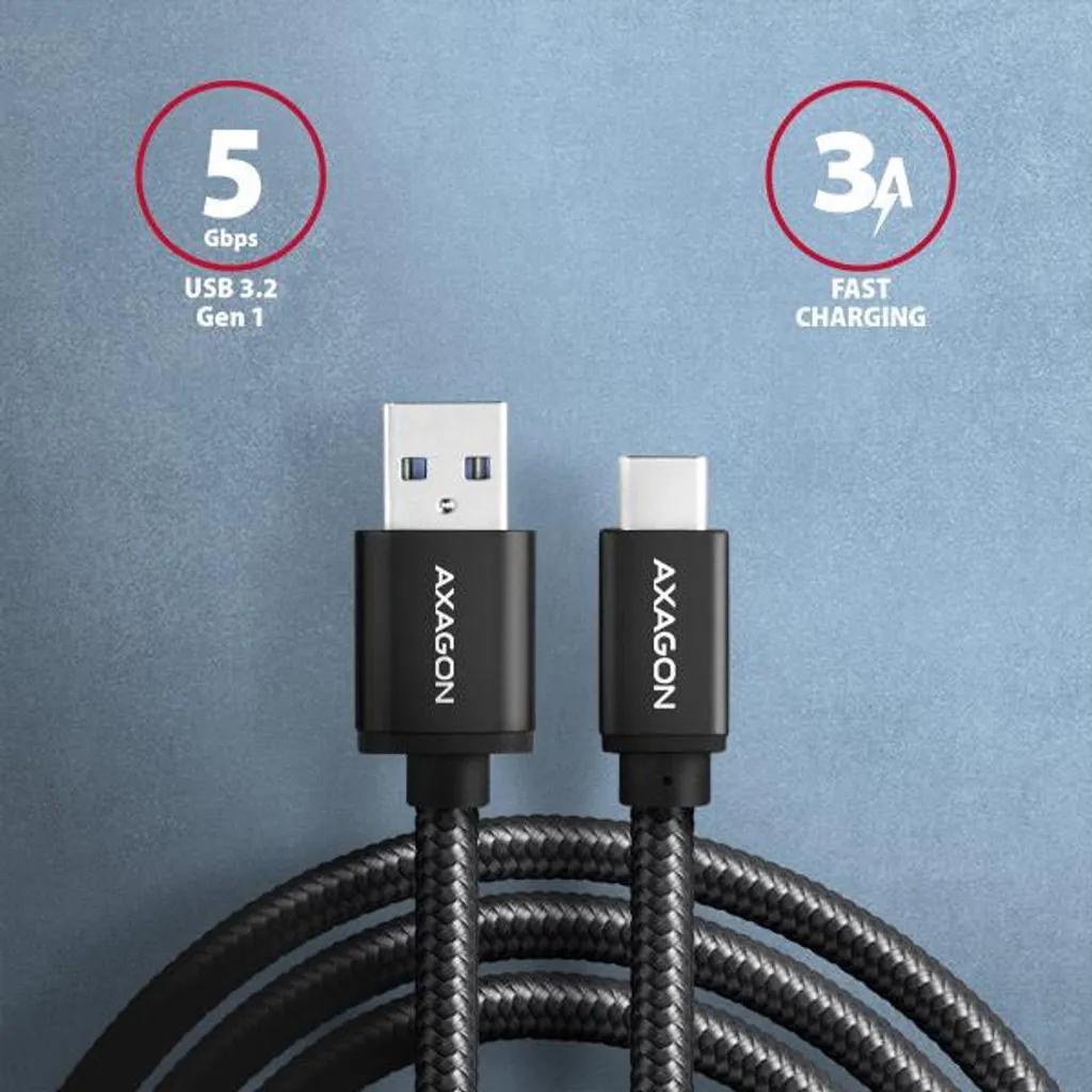 Cavo USB-C AXAGON BUCM3-AM15AB Nero | USB 3.2 Gen 1 da 1,5m