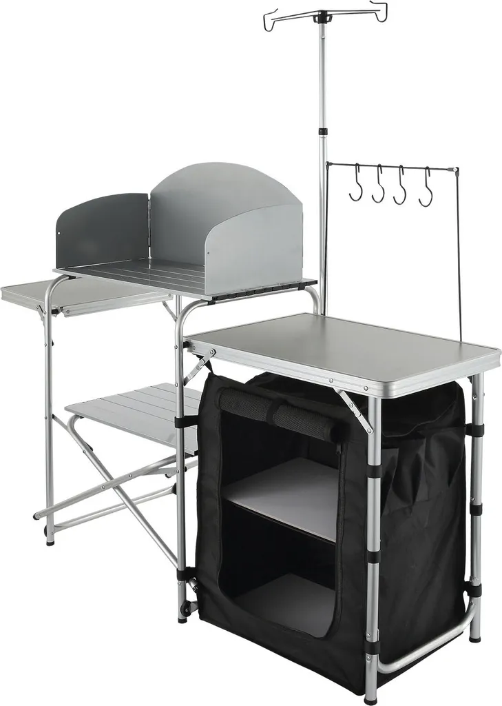 Meuble de Cuisine de Camping Pliant avec Plan de Travail et Rangement