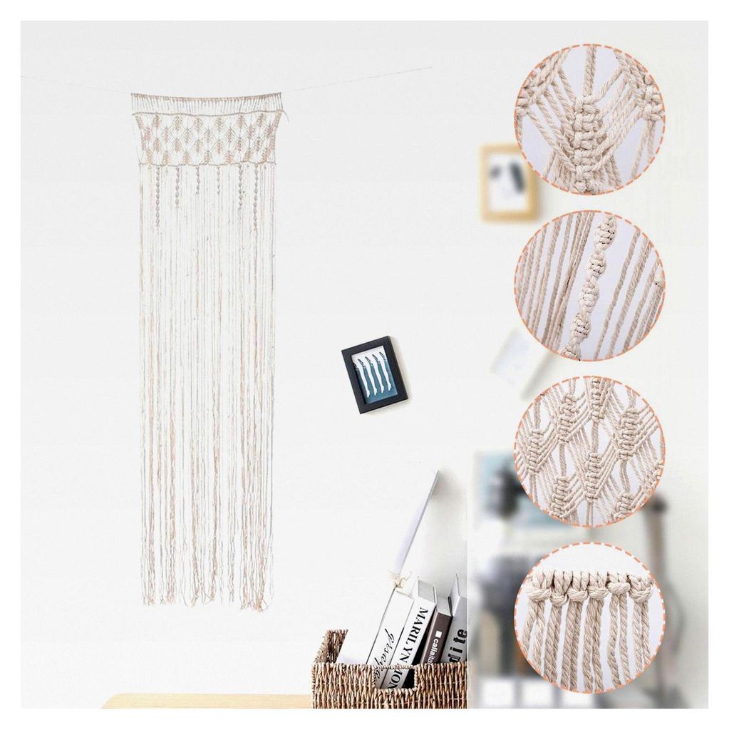 Makramee Wandbehang Türvorhang, Gewebter Wandteppich Raumteiler, Boho Türvorhang, Hochzeit Hintergrund Fenster Vorhänge Wand Dekor (74 x 203 cm)