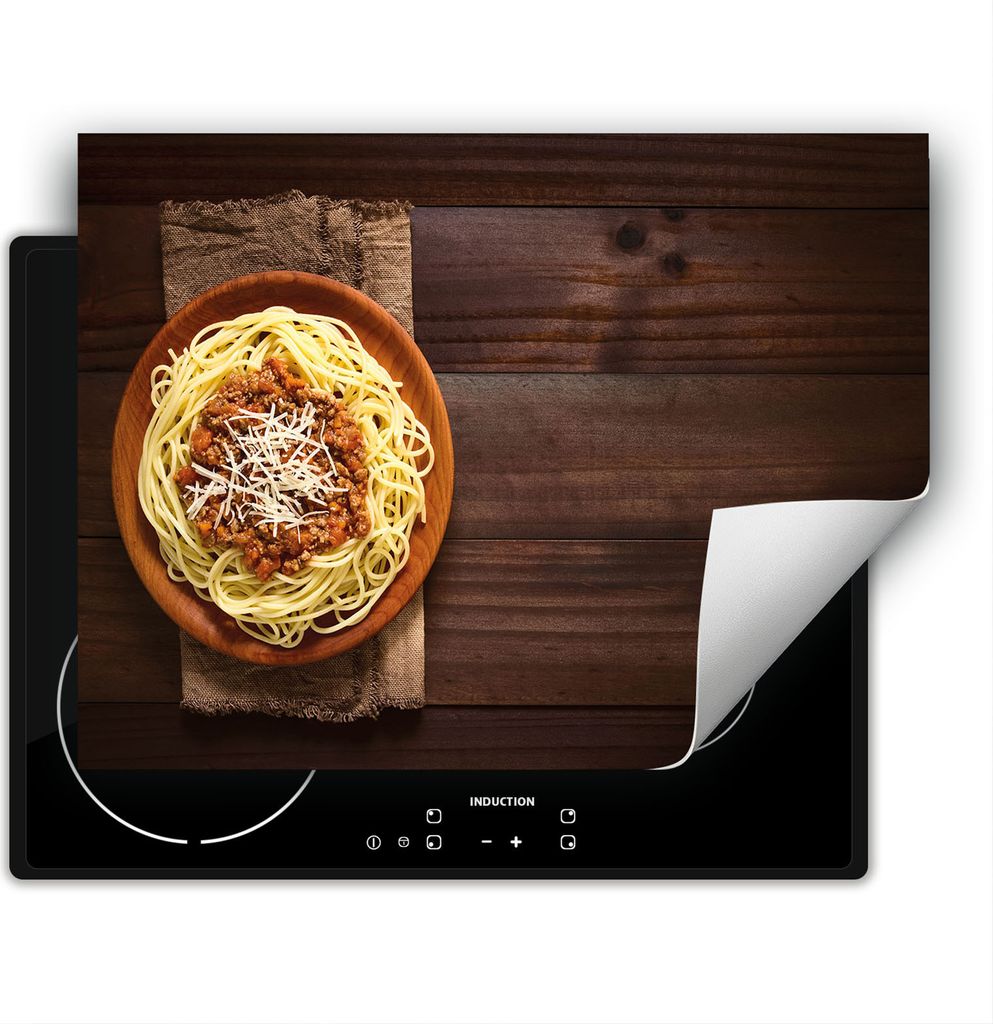 DarHaus Herdabdeckplatte 80x52 cm Anti Rutsch Matte Aufrollbar, spaghetti - Holz