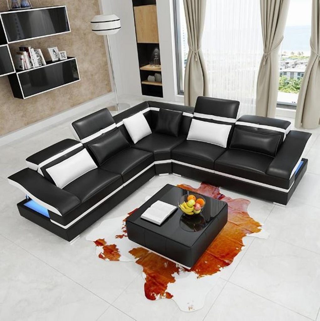 Ecksofa L-Form Modern Couch Ledersofa Design