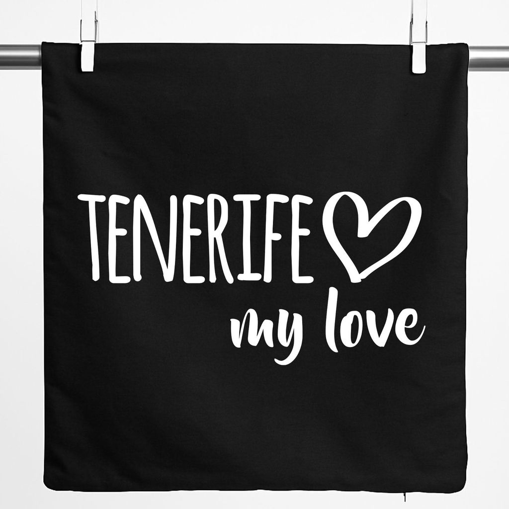 Huuraa Kissenbezug Tenerife my love 40x40cm Black Baumwolle Dekokissenbezug Geschenkidee