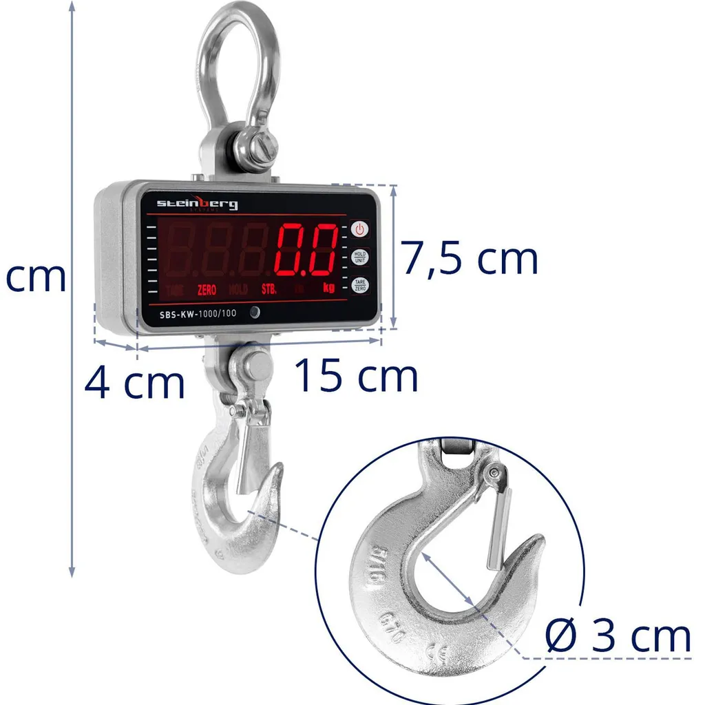 Balance de grue robuste 1000kg avec écran LED et commande à distance - 7