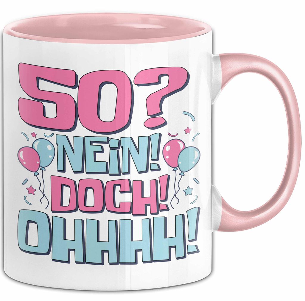50er Geburtstag Geschenk Männer Frauen 50 Nein Doch Ohhhh Lustiger Spruch Geschenkidee Kaffee-Becher (Rosa)