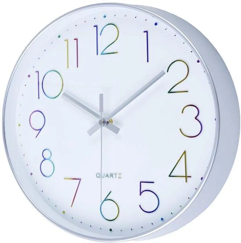 Pendule murale argentée 30cm silencieuse style scandinave épuré