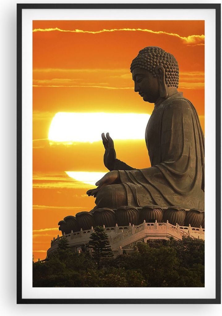 Gerahmtes Poster - Schwarzer Rahmen - tempel buddha - 61x91,5 cm - Wand Bild - Wanddeko - Wandbilder - Kunstposter - Wandposter - Bilderrahmen - Bi...