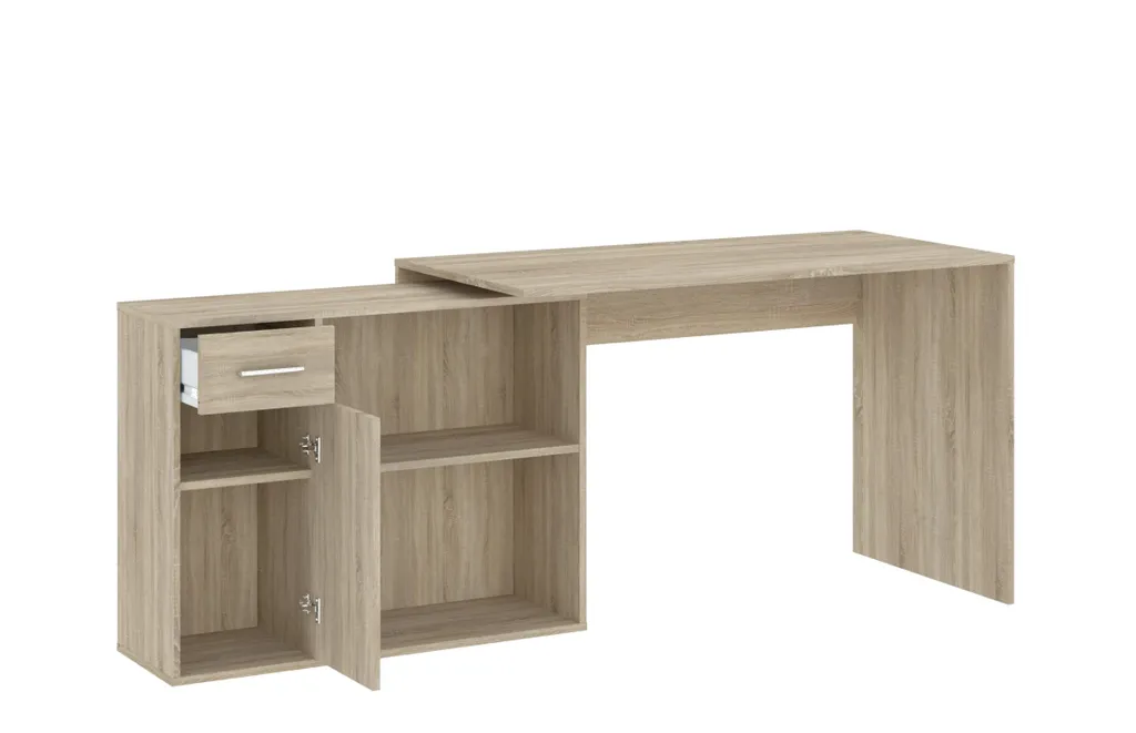 Bureau d’angle de télétravail WESLACO chêne sonoma idéal pour petit coin - 4