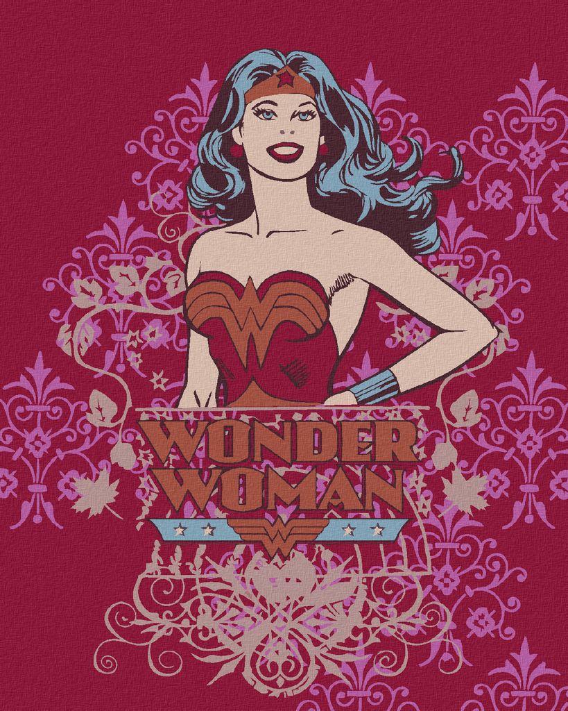 Zuty - Malen nach Zahlen - WONDER WOMAN ROTES PLAKAT, 40x50 cm, mit Keilrahmen (bereits gespannt)