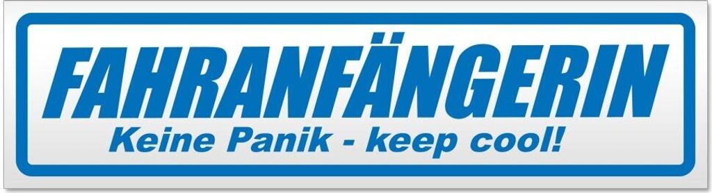 Kiwistar Fahranfängerin - Keine Panik Magnetschild Schild magnetisch - 30cm Blau - Magnetfolie für Auto PKW Kfz