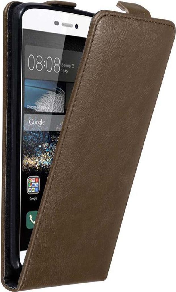 Cadorabo Hülle für Huawei P8 Schutz Hülle in Braun Flip Etui Handyhülle Case Cover