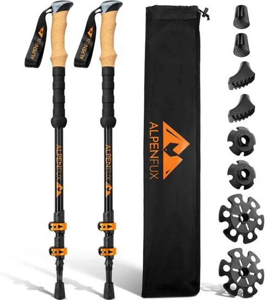 Bâtons de randonnée réglables en aluminium avec grip liège naturel