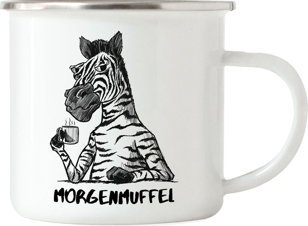 Morgenmuffel Emaille Tasse Kein Morgenmensch Erstmal Kaffee Büro Kollegen Zebra Geschenk
