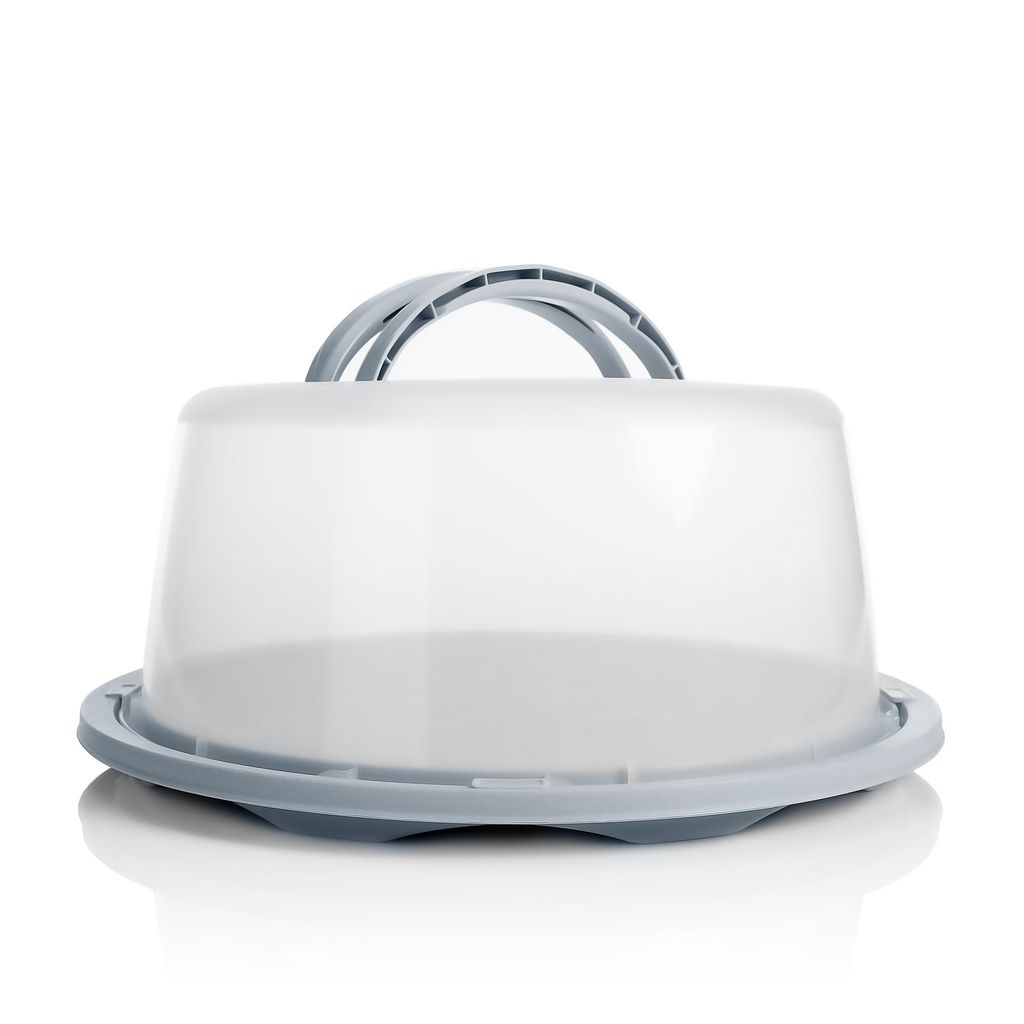 BigDean Kuchen Transportbox Rund in Pastell Grau – mit Produktbild 