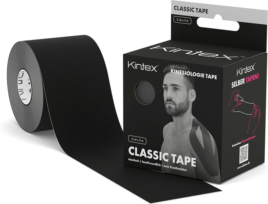 Kintex Kinesiologie Tape Classic 5 cm x 5 m Schwarz Produktbild 