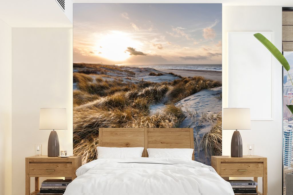 MuchoWow Fototapete für Wohnzimmer oder Schlafzimmer Wandtapete Vinyl Motivtapete Strand - Meer - Scheveningen - Niederlande - 175x240 cm - Schl...