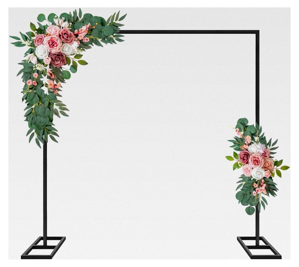 Quadratischer Hochzeitsbogen mit Blumenballon, 2,5 m Rahmen, Metallständer, höhenverstellbar, für Hochzeit, Geburtstag, Abschlussfeier, Zeremoni...