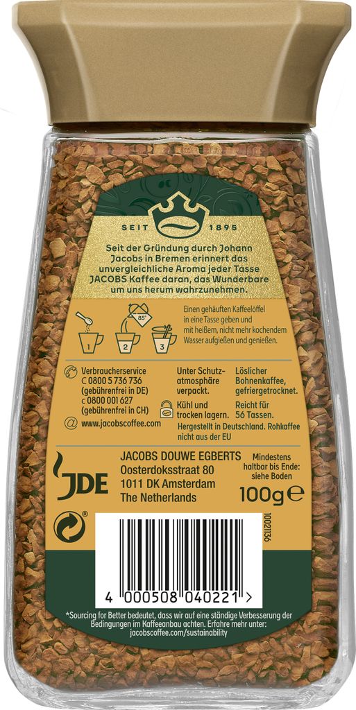 JACOBS Gold 6 x 100g löslicher Kaffee 6 Gläser Produktbild 5