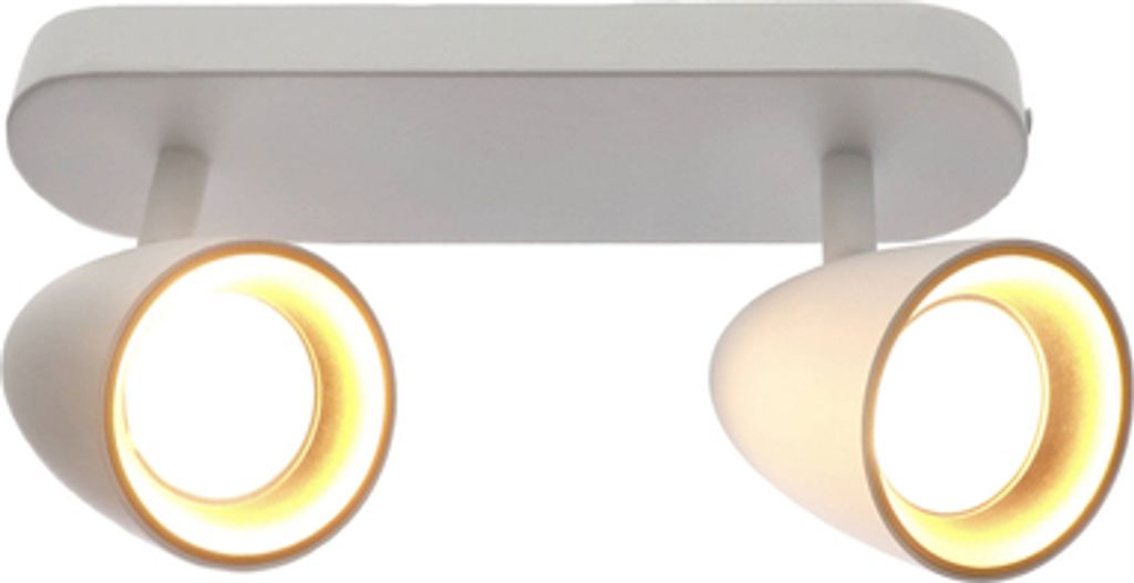 OVO 2 Weißgold Doppelstrahler-Deckenleuchte, Band, IP20, 2xGU10, weiß, Goldring EDO777238 EDO