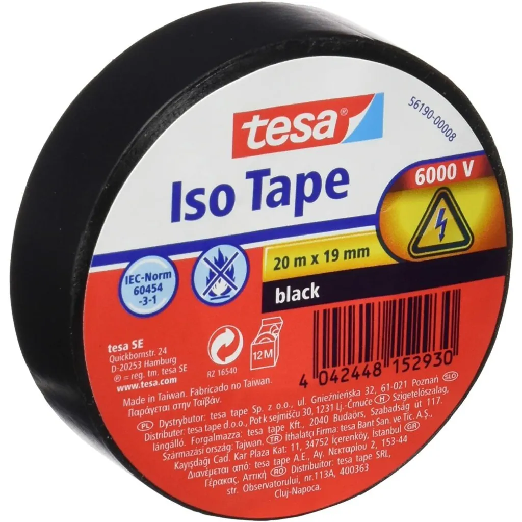 Nastro Elettrico tesa Nero 20mt - Proteggi i Tuoi Cavi con Sicurezza