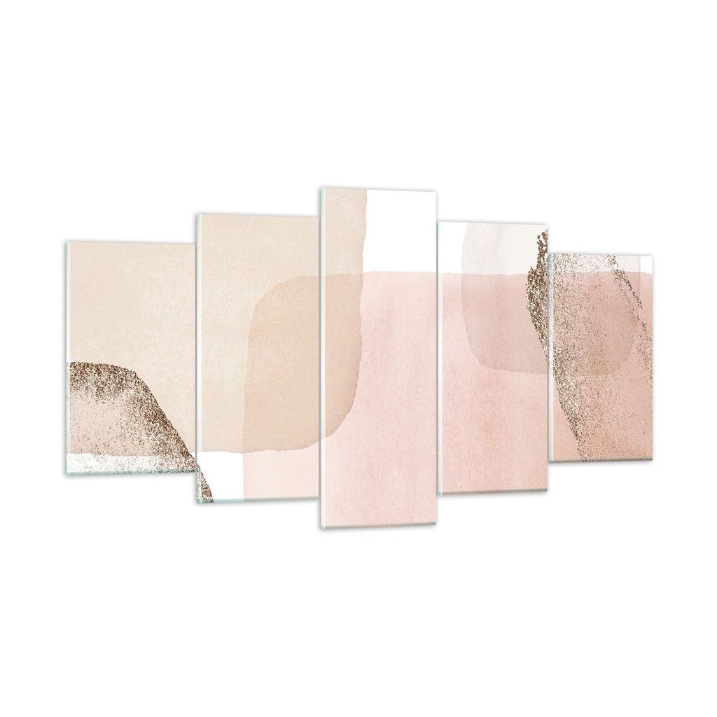 Bilder auf glas - 5 Teile - Abstraktion Modern Pastell - 160x85cm - Glasbilder - Wandbilder - Bilder - zum Aufhängen bereit - Wanddekoration aus G...