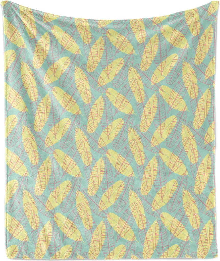 Plaid Arredo ABAKUHAUS 175x230 Banana Petals Verde Pesca in Pile