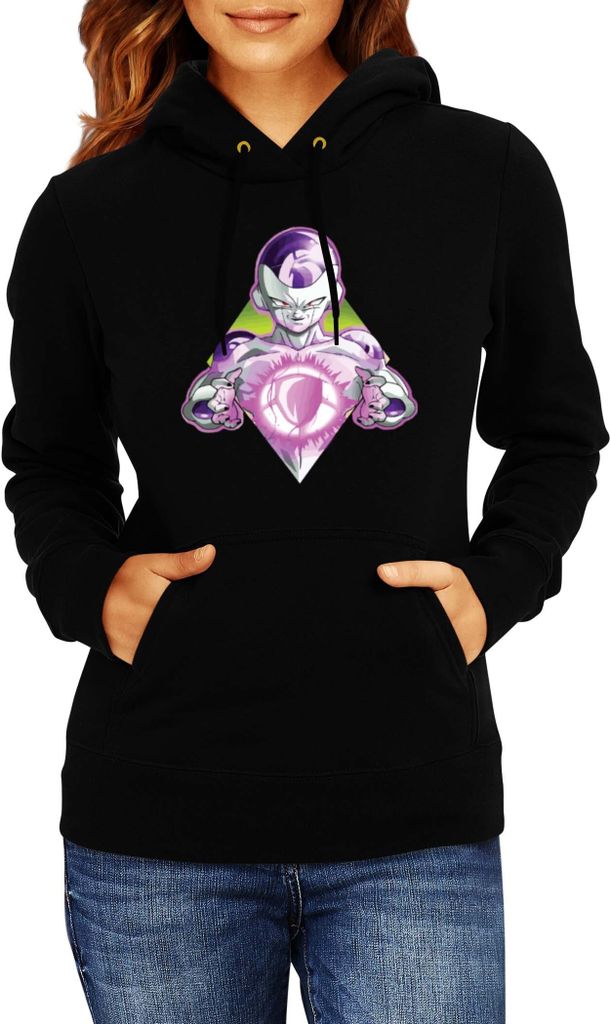 Damen Kapuzenpullover Dragon Anime Manga Ball Z Frieza 04, Lady XS / Schwarz