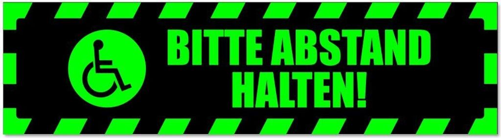 Bitte Abstand halten! Motiv 2 gestreift - Hinweis Aufkleber Sticker für Auto, Kfz, Fahrrad, PKW, LKWGrün - Schwarz - 45 x 12 cmBitte Abstand halt...