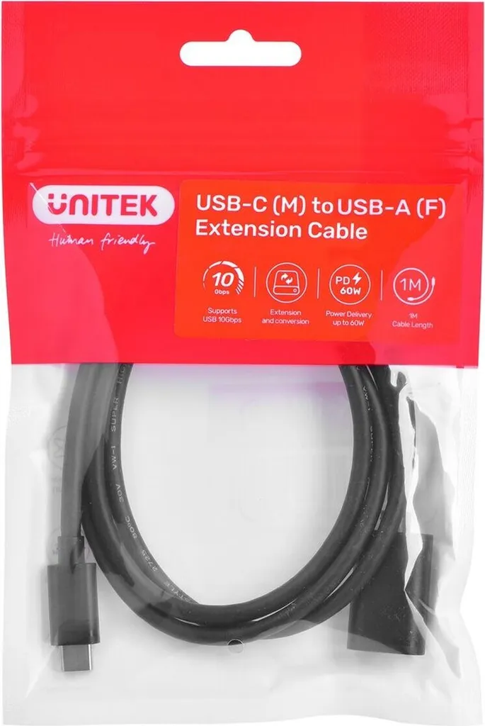 Adattatore Unitek USB-C (M) a USB-A (F) C476BK-1M 10Gbps 60W - Qualità