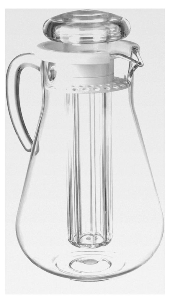 Krug mit Eiswürfelkühlung, Saftkanne, Glaskrug, Glaskaraffe, birnenförmiges Modell aus kratzfestem, transparentem SAN Kunststoff mit Deckel, 2,2L