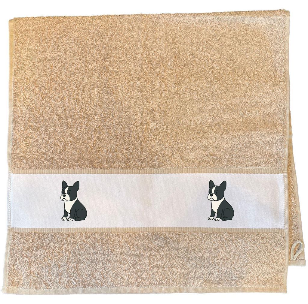 Huuraa Handtuch Boston Terrier Comic Bostonie 50x100cm Sand Baumwolle Handtuch Geschenkidee