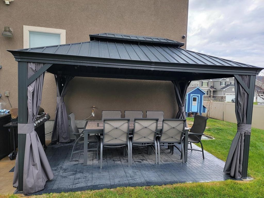 PURPLE LEAF Hardtop Pavillon 3x4.25m wasserdicht winterfest und stabil für den Garten,grau