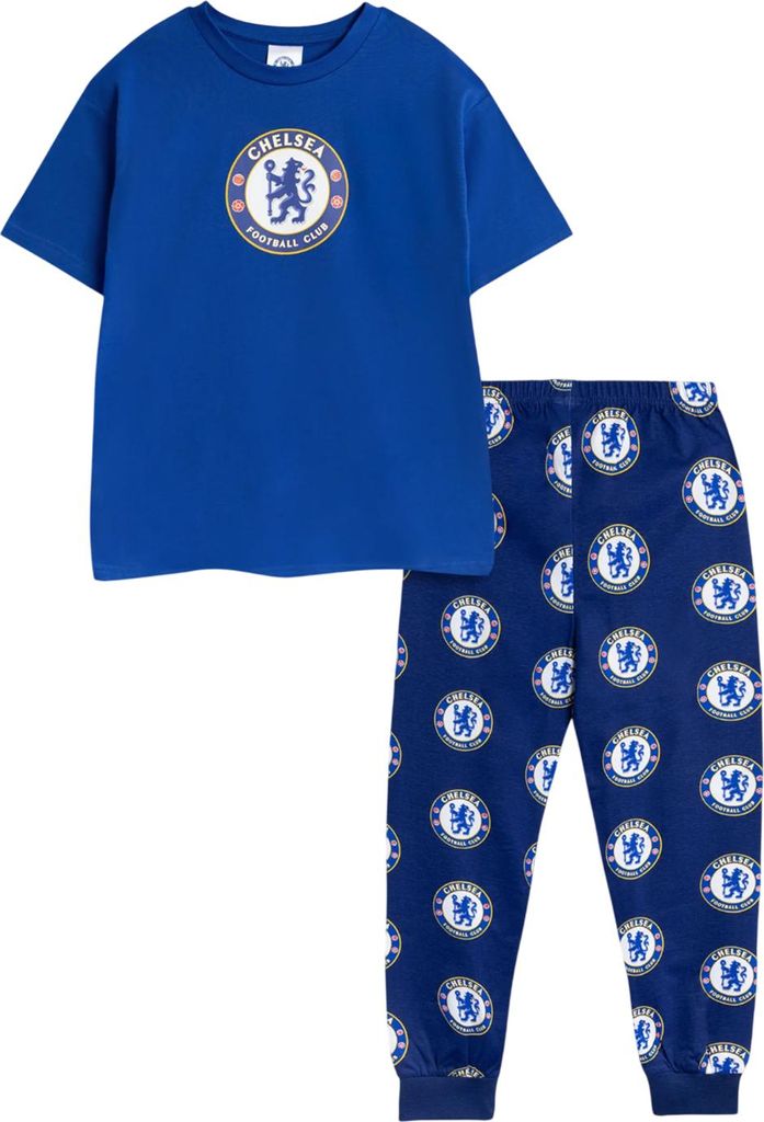 Chelsea FC - Schlafanzug mit langer Hose für Jungen, kurzärmlig NS9107 (140) (Blau)