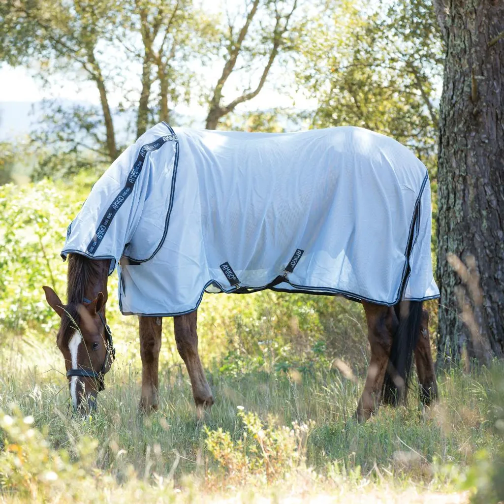 Stop aux Insectes : Couverture Horseware Amigo Bug Rug Silver Navy 115cm