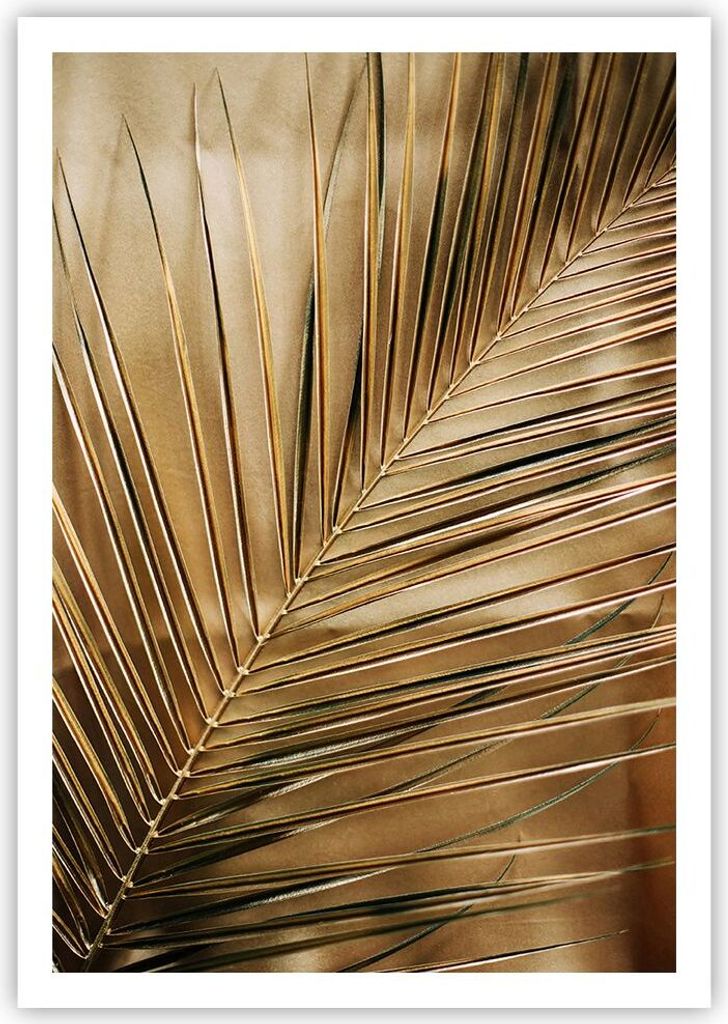 Poster - Poster ohne Rahmen - Blatt Gold Pflanze - 70x100 cm - Wand Bild - Wanddeko - Wandbilder - Kunstposter - Wandposter - Bilder - Kunstdruck -...