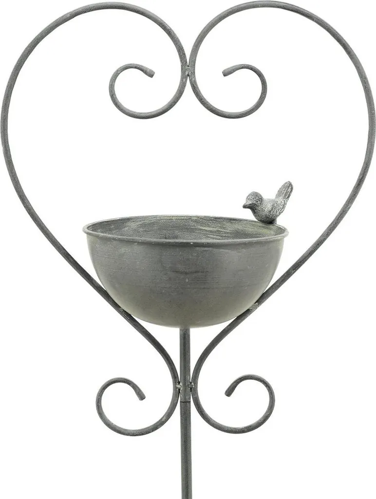 Bain d'oiseaux design cœur en métal Exner - Déco jardin vintage 138cm