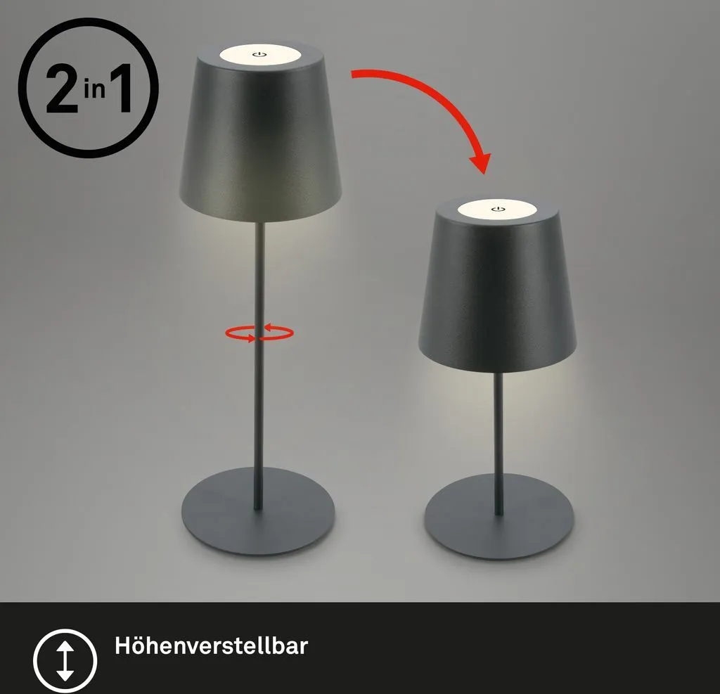 Lampe de Table LED Sans Fil Anthracite Hauteur Ajustable 36cm x2 - 4