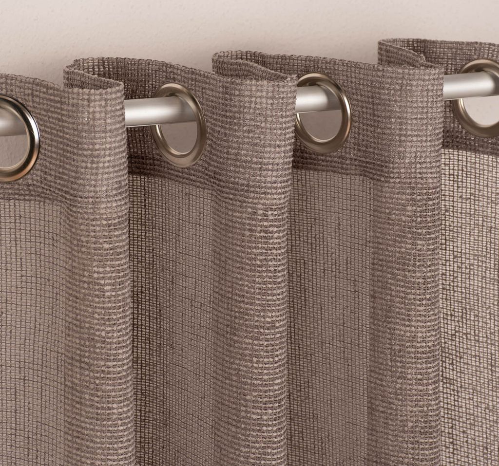Ösengardine Netzstruktur gestreift taupe 140x245cm Produktbild 