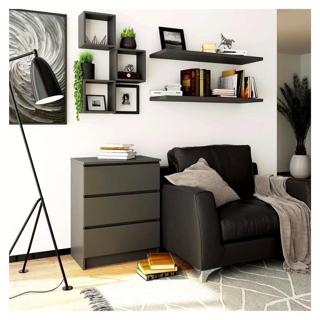 Schubladenkommode | Nachttisch | Kommodenschrank | Ideal für kleine Gegenstände | Rollcontainer | Laminatplatte | Langlebig | Elegantes Design | ...