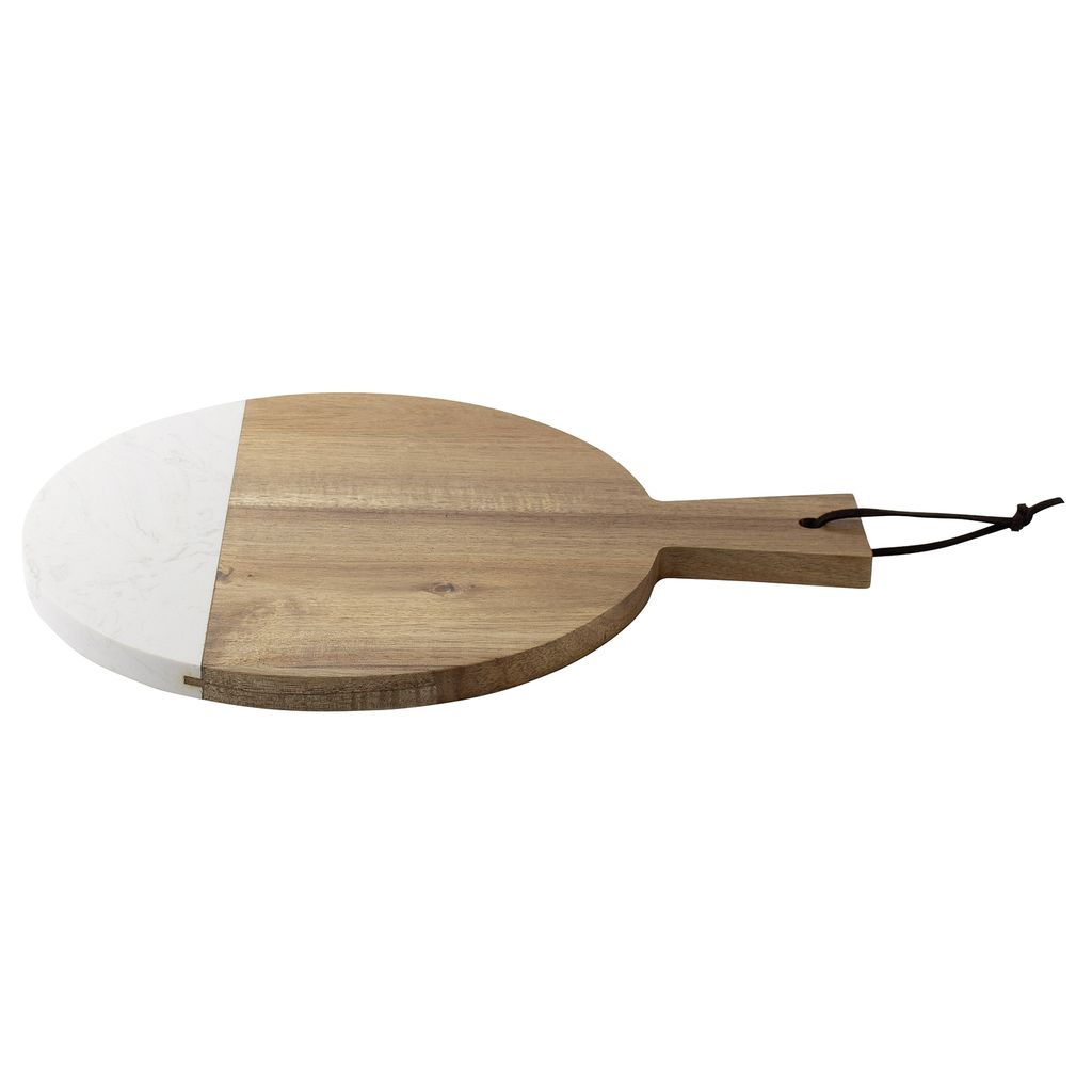 GUSTA Servierbrett mit Marmor Optik ø25cm, weiß/natur
