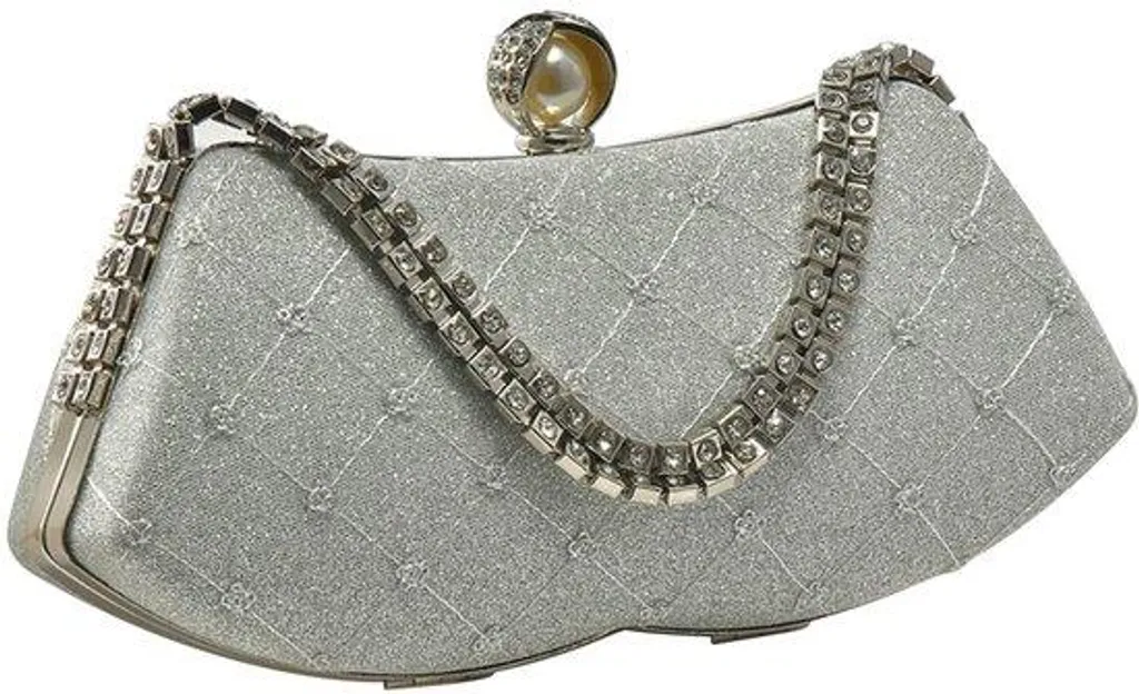 Pochette de soirée chic en strass argentés pour mariage et grand bal